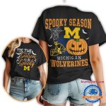 Michigan Wolverines 2025 Ncaa Halloween Spooky Season Vintage All Over Print T Shirt