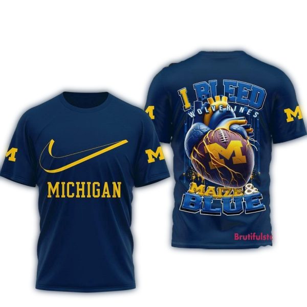 Michigan Wolverines 2025 NCAA I Bleed Unisex 3D Shirt 1