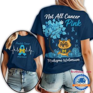 Michigan Wolverines 2025 Ncaa Prostate Cancer Awareness All Over Print T Shirt
