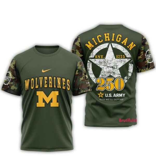 Michigan Wolverines 250 Years US Army Limited 3D Shirt 1