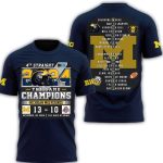 Michigan Wolverines 4Th Straight 2024 The Game Champions All Over Print T Shirt