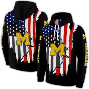 Michigan Wolverines American Pride All Over Print Hoodie