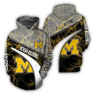 Michigan Wolverines Armor Thunder All Over Print Hoodie