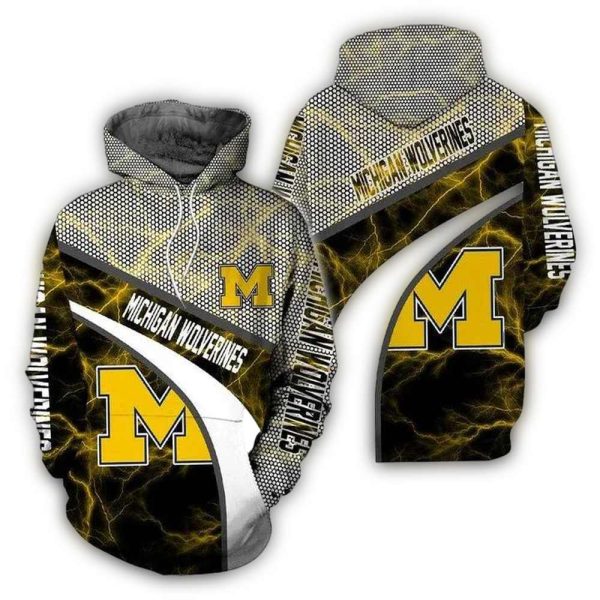 Michigan Wolverines Armor Thunder AOP Hoodie 1