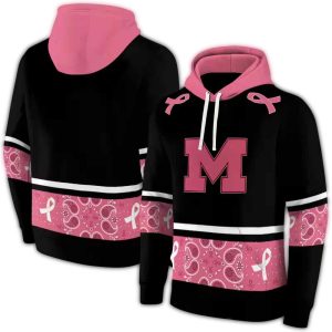 Michigan Wolverines Awareness Ribbon Black Pink All Over Print Hoodie