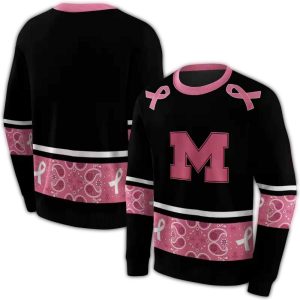 Michigan Wolverines Awareness Ribbon Black Pink All Over Print Sweatshirt