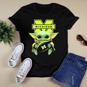 Michigan Wolverines Baby Yoda Football T-Shirt