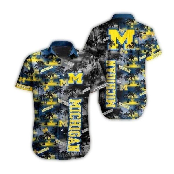 Michigan Wolverines Beach Pattern Summer Hawaiian Shirt 1