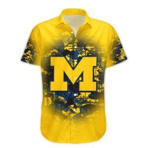 Michigan Wolverines Big Logo Vintage Hawaiian Shirt