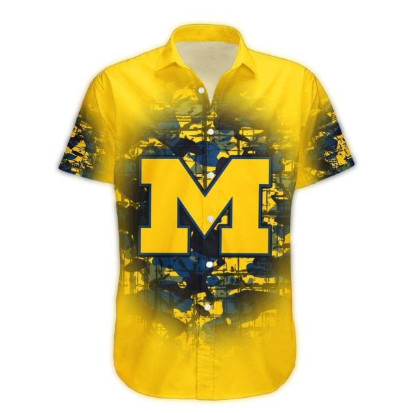 Michigan Wolverines Big Logo Vintage Hawaiian Shirt 1