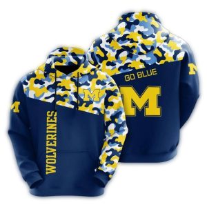 Michigan Wolverines Camo American Football All Over Print Hoodie