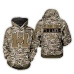 Michigan Wolverines Camo Veteran All Over Print Hoodie