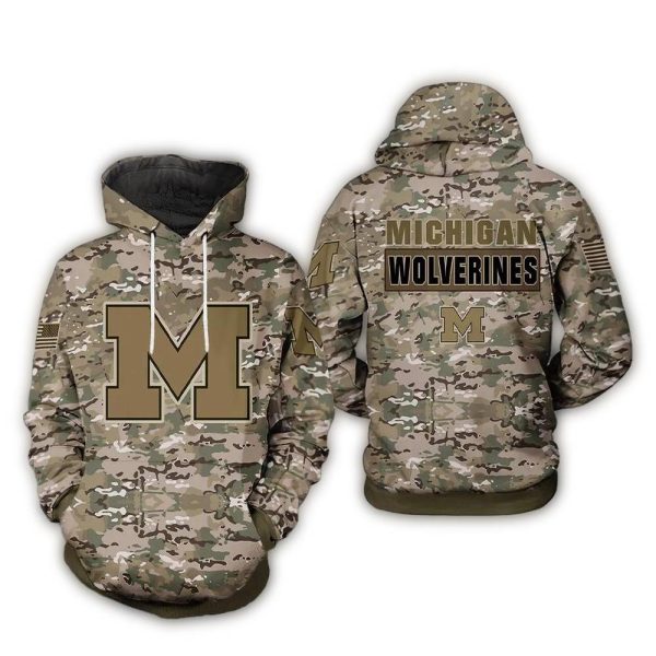 Michigan-Wolverines-Camo-Veteran-AOP-Hoodie-1 Michigan Wolverines Camo Veteran AOP Hoodie 1