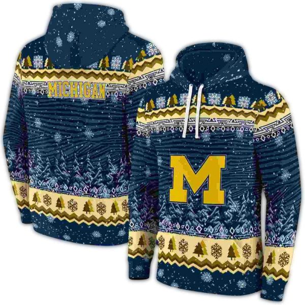 Michigan-Wolverines-Christmas-Trees-AOP-Hoodie-1 Michigan Wolverines Christmas Trees AOP Hoodie 1