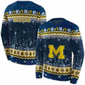 Michigan Wolverines Christmas Trees All Over Print Sweatshirt