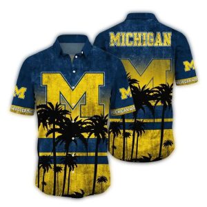 Michigan Wolverines Coconut Grunge Tropical Hawaiian Shirt