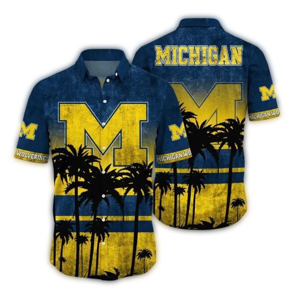 Michigan Wolverines Coconut Grunge Tropical Hawaiian Shirt 1