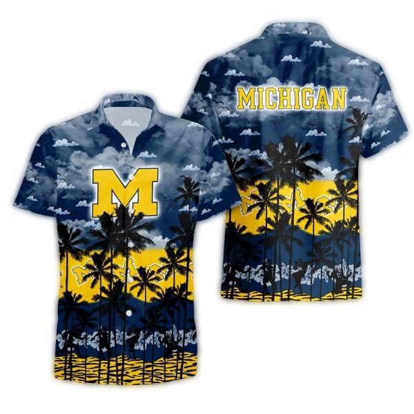 Michigan Wolverines Coconut Sunset Summer Vacation Hawaiian Shirt 1