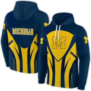 Michigan Wolverines Concentric Lines All Over Print Hoodie