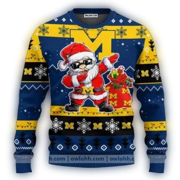 Michigan-Wolverines-Dabbing-Santa-Claus-Ugly-Sweater-1 Michigan Wolverines Dabbing Santa Claus Ugly Sweater 1