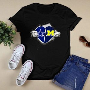 Michigan Wolverines Dallas Cowboys Heart Torn T-Shirt