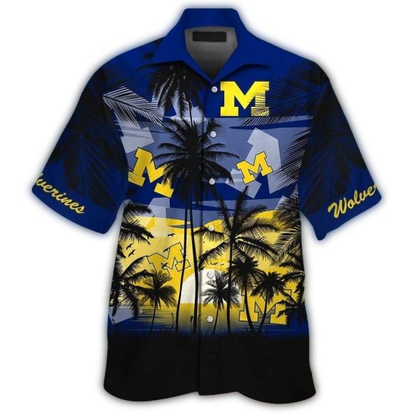 Michigan Wolverines Dawn Beach Tropical Hawaiian Shirt 1