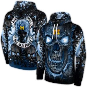 Michigan Wolverines Demonic Skull All Over Print Hoodie