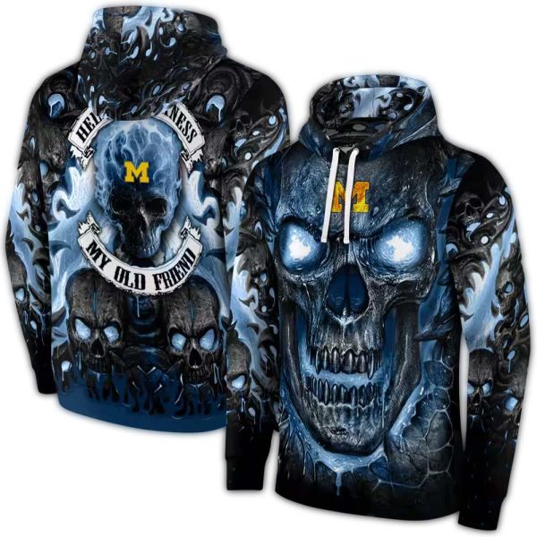 Michigan Wolverines Demonic Skull AOP Hoodie 1