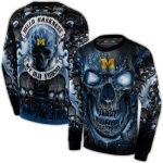 Michigan Wolverines Demonic Skull All Over Print Sweatshirt