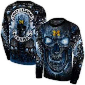 Michigan Wolverines Demonic Skull All Over Print Sweatshirt