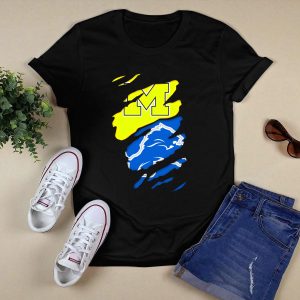 Michigan Wolverines Detroit Lions Crossover T-Shirt