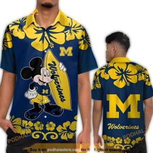 Michigan Wolverines Disney Mickey Mouse Practical Beachhawaiian Shirt