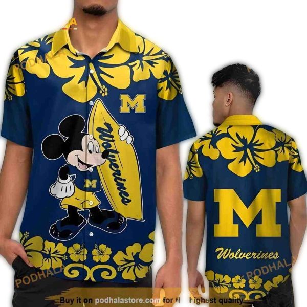 Michigan Wolverines Disney Mickey Mouse Practical BeachHawaiian Shirt 1