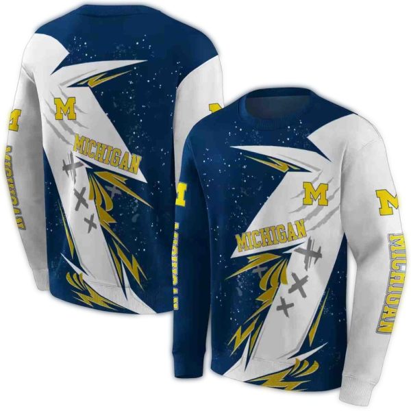 Michigan Wolverines Dynamic Slash Blue White AOP Sweatshirt 1