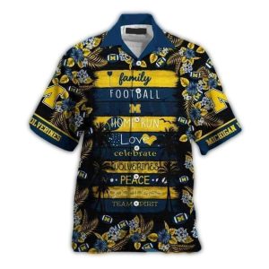 Michigan Wolverines Family Football Floral Hawaiian Shirt
