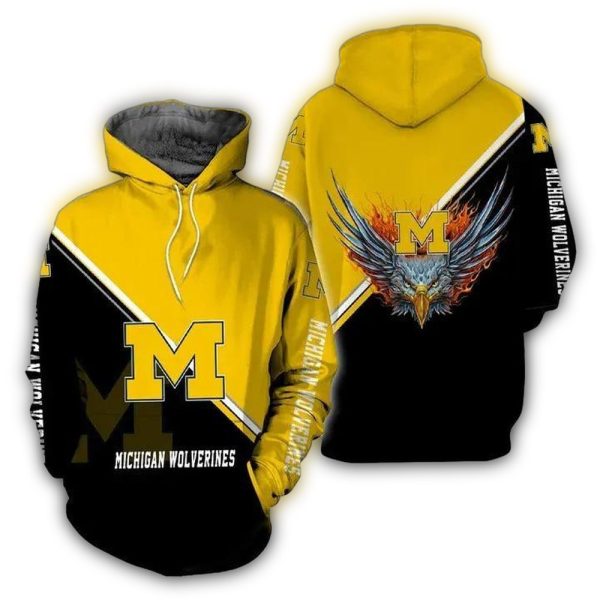 Michigan Wolverines Fire Eagle AOP Hoodie 1
