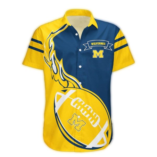 Michigan Wolverines Fireball Hawaiian Shirt 1