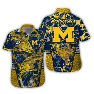 Michigan Wolverines Fishing Hawaiian Shirt