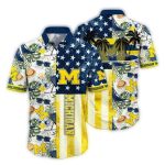 Michigan Wolverines Floral Flag Us Hawaiian Shirt
