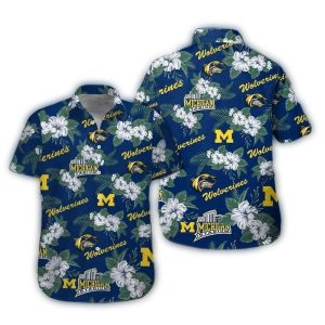 Michigan Wolverines Floral Flower Pattern Hawaiian Shirt