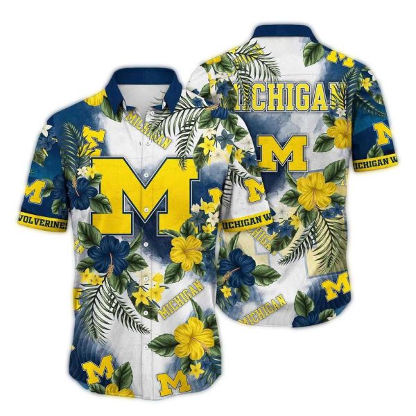 Michigan Wolverines Floral Flower Pattern Summer Tropical Hawaiian Shirt 1