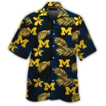 Michigan Wolverines Floral Leafs Pattern Retro Hawaiian Shirt