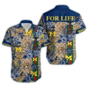 Michigan Wolverines Floral Parody Pattern For Life Hawaiian Shirt
