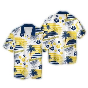 Michigan Wolverines Floral Sunset Vintage Hawaiian Shirt
