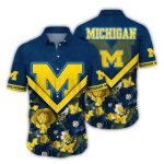 Michigan Wolverines Flower Blossom Hawaiian Shirt