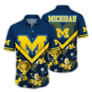 Michigan Wolverines Flower Blossom Hawaiian Shirt