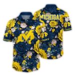 Michigan Wolverines Flower Blossom Pattern Hawaiian Shirt