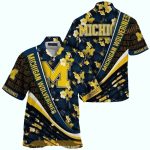 Michigan Wolverines Flower Floral Pattern Summer Vacation Tropical Hawaiian Shirt