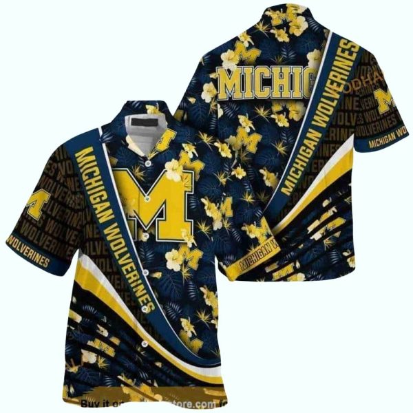 Michigan Wolverines Flower Floral Pattern Summer Hawaiian Shirt