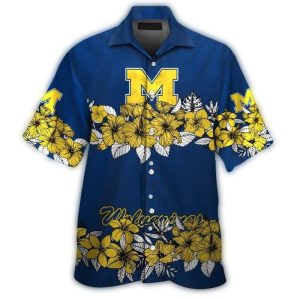 Michigan Wolverines Flower Floral Summer Vacation Hawaiian Shirt